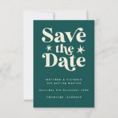 Retro Blauwgroen Boho Simple Save the Date Card (Voorkant)