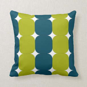 Retro Blauwgroen en Chartreuse Kussen