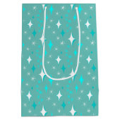 Retro Blauwgroen en White Star Pattern Bewerkbaar Medium Cadeauzakje (Achterkant)