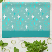 Retro Blauwgroen en White Star Pattern Kitchen Tow Theedoek (Gevouwen)