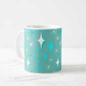 Retro Blauwgroen en White Star Pattern Mok (Voorkant links)