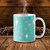 Retro Blauwgroen en White Star Pattern Mok