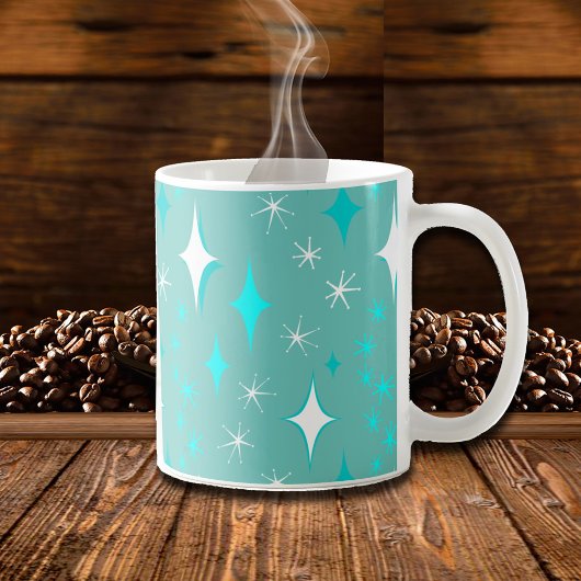 Retro Blauwgroen en White Star Pattern Mok