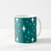 Retro Blauwgroen en White Star Pattern Mok (Voorkant rechts)
