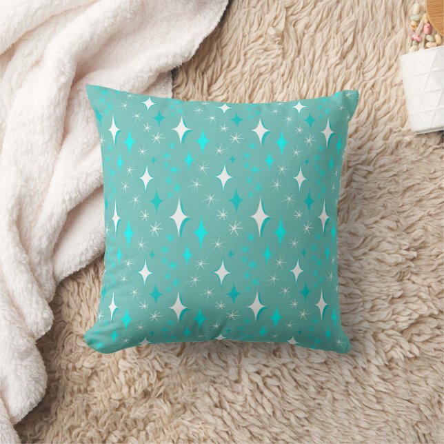 Retro Blauwgroen en White Star Pattern Sierkussen (Deken)