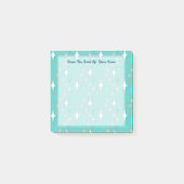 Retro Blauwgroen en White Stars Editable Stickies Post-it® Notes (Voorkant)