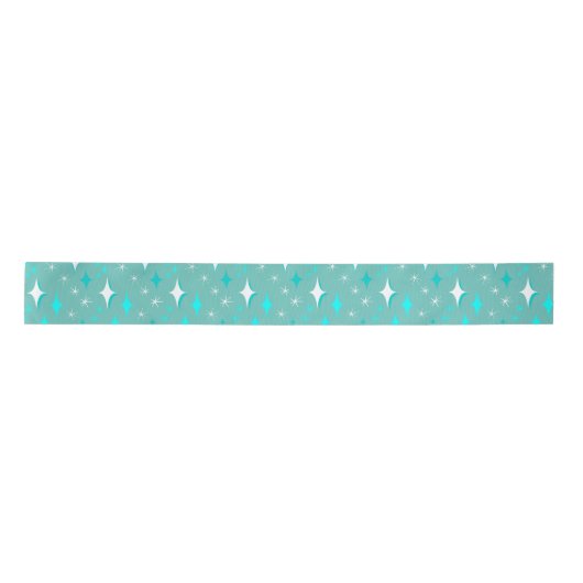 Retro Blauwgroen en wit Midden-eeuws sterpatroon Lint (Voorkant)