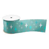 Retro Blauwgroen en wit Midden-eeuws sterpatroon Lint (Spoel)