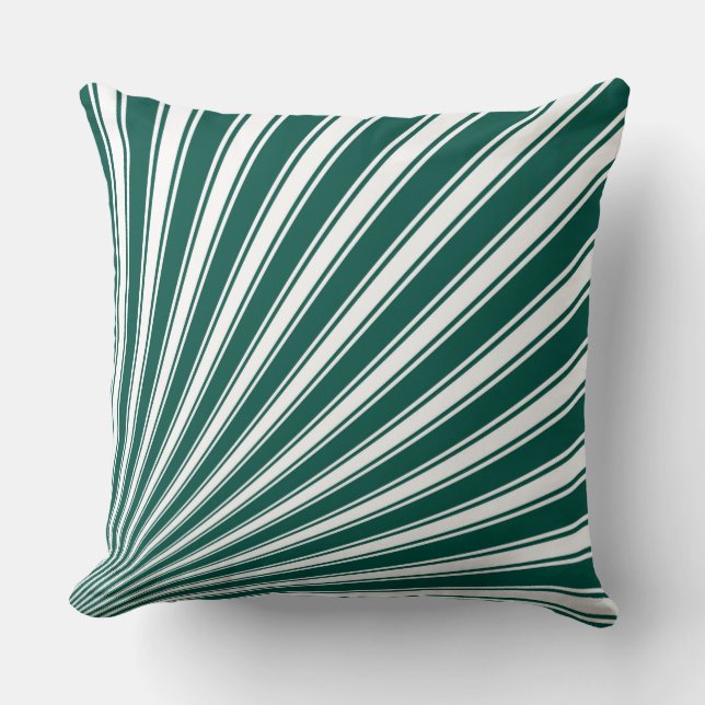 Retro Blauwgroen groene funky Sun Rays Achtergrond Kussen (Voorkant)