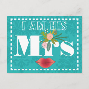 Retro Blauwgroen Roze Koraal Rood Damask Wedding Briefkaart