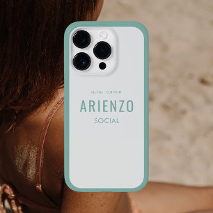 Retro Blauwgroen social media merk Case-Mate iPhone 14 Pro Hoesje