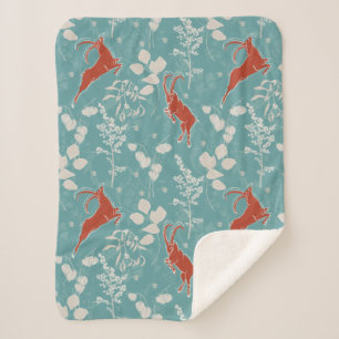 Retro Blauwgroen Steenbok Zodiac Feestelijke Dier Sherpa Deken