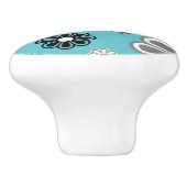 Retro Blauwgroen ventilatorvermogenkeramische knop (Zijkant)