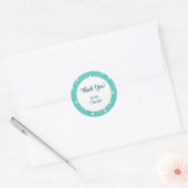 Retro Blauwgroen witte sterren Editable Dank u Sti Ronde Sticker (Envelop)