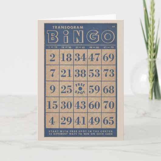 Rétro bleu et Tan de carte de bingo-test (Devant)