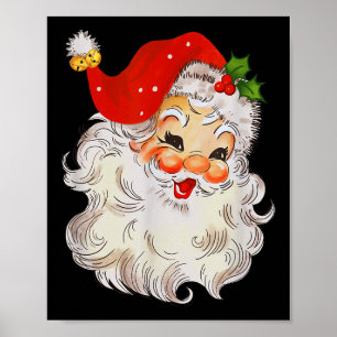 Retro blije kerstman gezicht vintage St. Nick Chri Poster