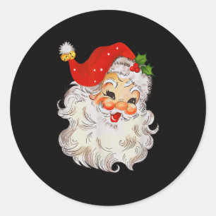 Retro blije kerstman gezicht vintage St. Nick Chri Ronde Sticker