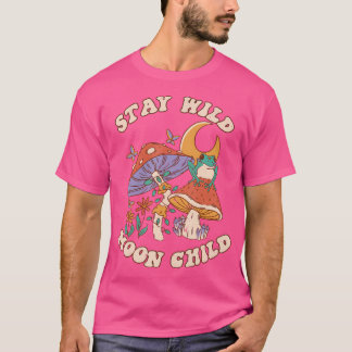  Retro Blijf in Wilde Moon Kikker Paddenstoel H T-shirt