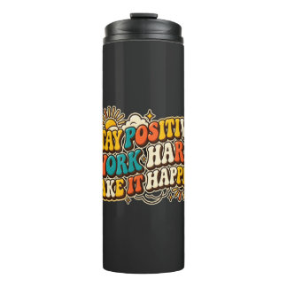 Retro Blijf Positief Thermische Tumbler Thermosbeker