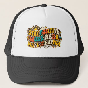 Retro Blijf Positief Truckerhoed Trucker Pet