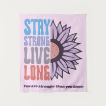 Retro Blijf Sterk Leef Lang Zonneschijf Positief