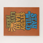 Retro Blijf wild, studeer hard, leef gratis Legpuzzel (Horizontaal)