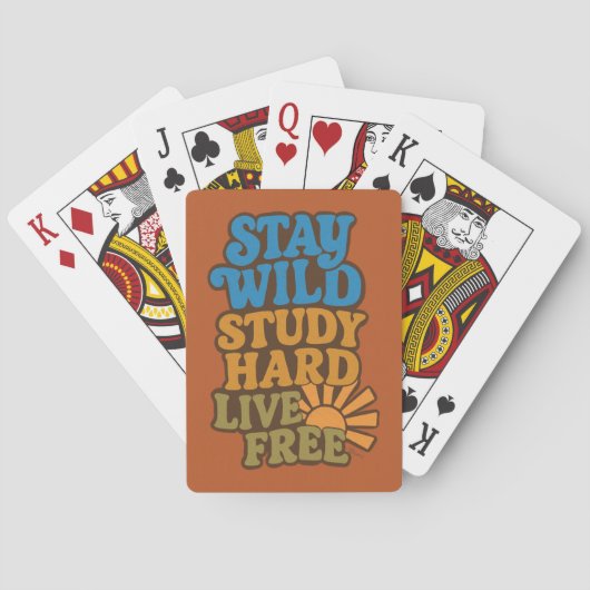 Retro Blijf wild, studeer hard, leef gratis Pokerkaarten (Achterkant)