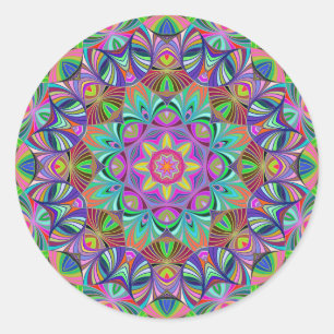 Retro Bliss Mandala Ronde Sticker