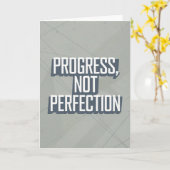 Retro Block Letter "Progress Not Perfection" card Kaart (Gele Bloem)
