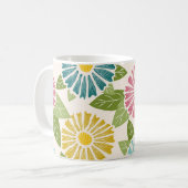 Retro Block Print Daisies Koffiemok (Voorkant links)