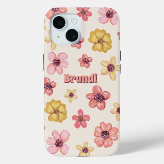Retro Bloem Bloemen Botanische Vrouwelijke meisjes Case-Mate iPhone Case (Achterkant)
