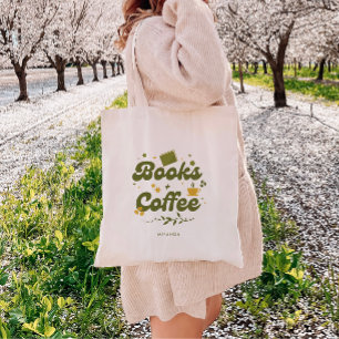 Retro bloem 'Boeken & Koffie' Persoonlijke Boekenl Tote Bag
