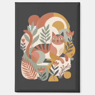 Retro bloem boho kunst T-shirt Magneet