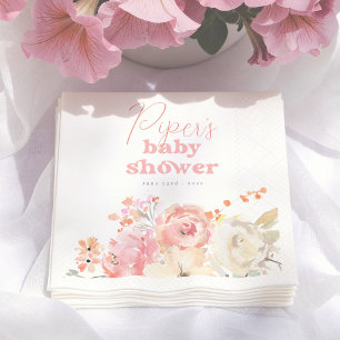 Retro Bloem Boho Meisje Baby Shower Servet