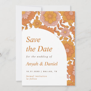 Retro bloem eenvoudig minimalistisch 60s 70s Boho Save The Date