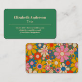 Retro Bloem Groovy Kleurrijke jaren 60 Bloemen Visitekaartje (Voorkant / Achterkant)