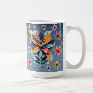 Retro bloem koffie mok 15oz