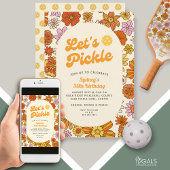 Retro Bloem Macht Patroon Pickleball Partij Kaart