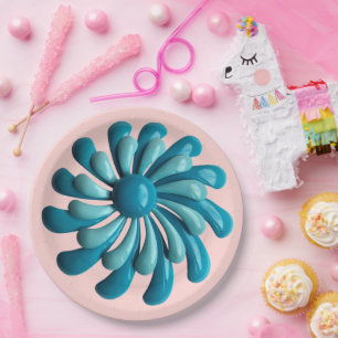 Retro Bloem - MCM Lente Zomer Tuin Bruiloft Papieren Bordje