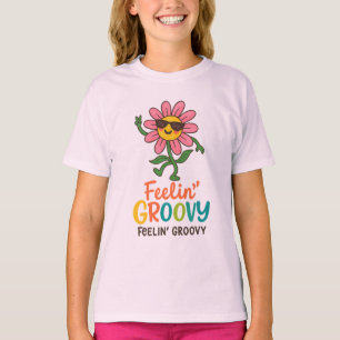 Retro Bloem Meisjes Basic T-Shirt met Groovy Vibe