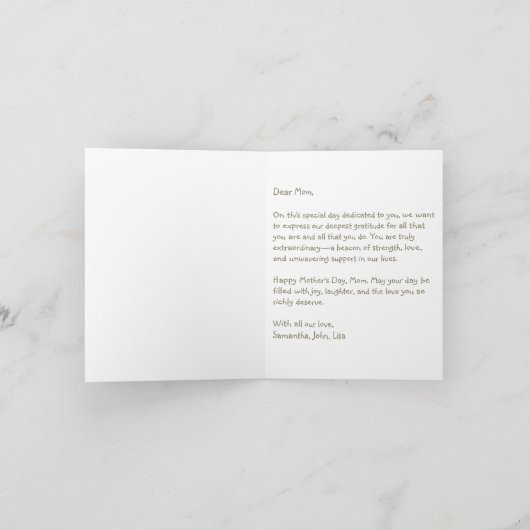 Retro Bloem Moeder, Namen Kinderen, moeder, Aangep Feestdagen Kaart (Binnen)