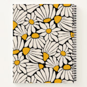 Retro Bloem Musterdgeel Zwart Notitieboek (Achterkant)