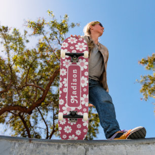 Retro bloem naam Roze Skateboard
