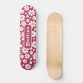 Retro bloem naam Roze Skateboard (Voorkant)