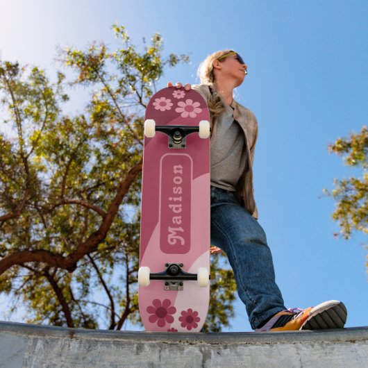 Retro Bloem Naam Skateboard (Buiten 1)
