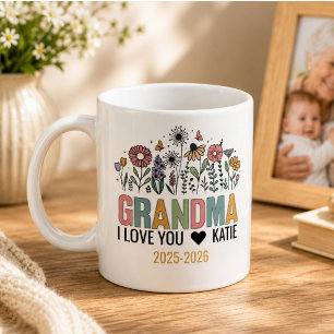 Retro Bloem Oma Foto Gelukkige Grootouders Koffiemok