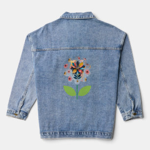 Retro bloem op Denim Jacket