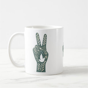 Retro Bloem Peace-teken & Duif Kunst Botanische Z Koffiemok