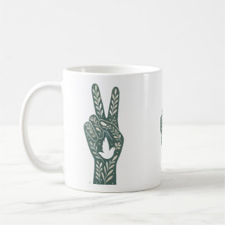 Retro Bloem Peace-teken & Duif Kunst Botanische Z Koffiemok