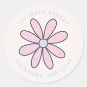 Retro bloem retouradres sticker (Voorkant)